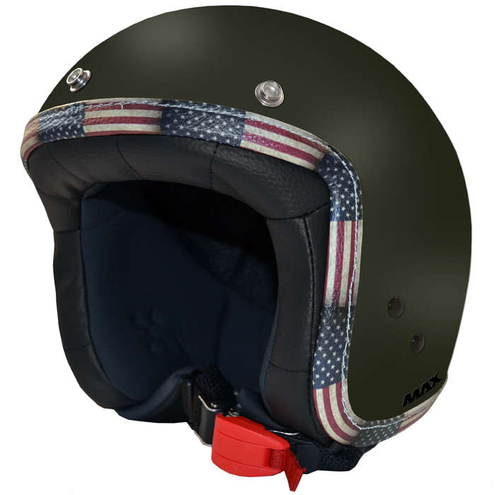 Casco jet Max Flag USA Verde militare
