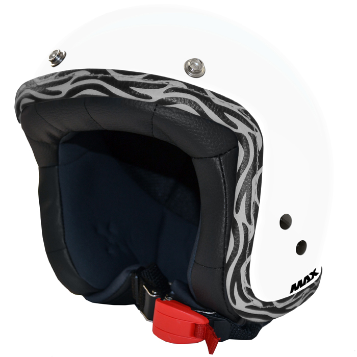 Casco jet Max Flag Zebrato Bianco
