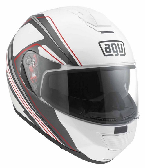 Casco moto Agv Strada Multi Vision bianco-grigio-rosso