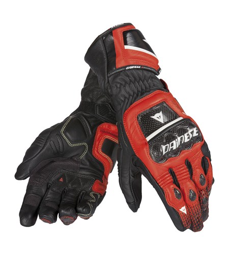 Guanti moto pelle Dainese Druids ST nero rosso bianco