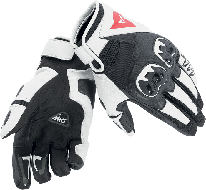 Guanti moto pelle estivi Dainese Mig C2 Nero Bianco