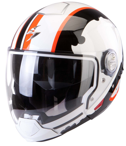 Casco modulare Scorpion Exo 300 Air Gunner Bianco Nero Arancio