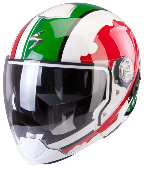 Casco modulare Scorpion Exo 300 Air Gunner Bianco Verde Rosso