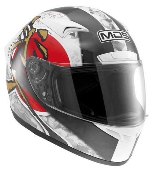 Casco moto MDS by Agv M13 Multi Ronin bianco rosso