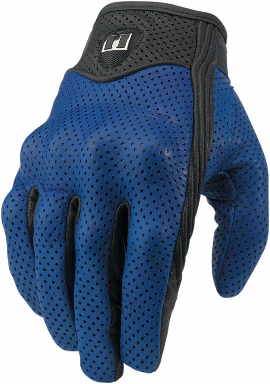 Guanti moto pelle estivi Icon Pursuit traforato Blu