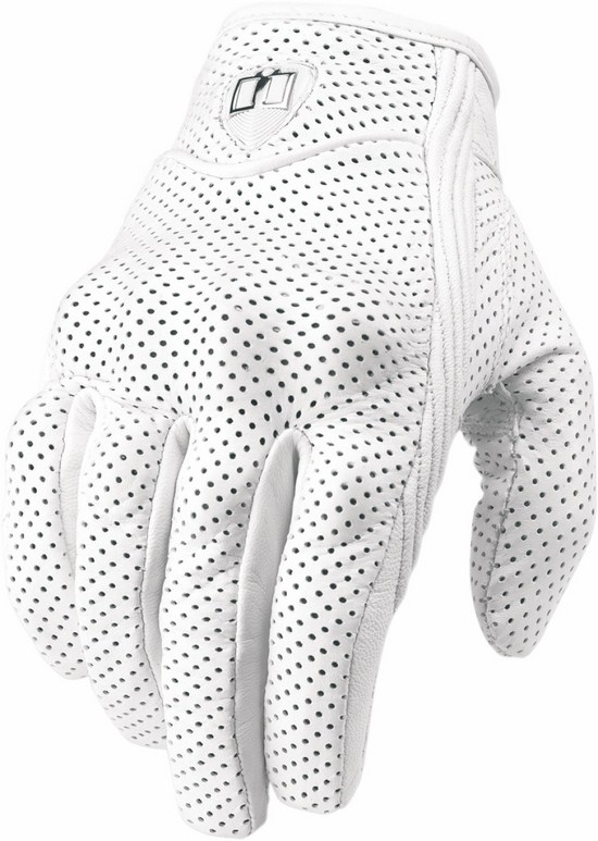Guanti moto pelle estivi Icon Pursuit traforato Bianco