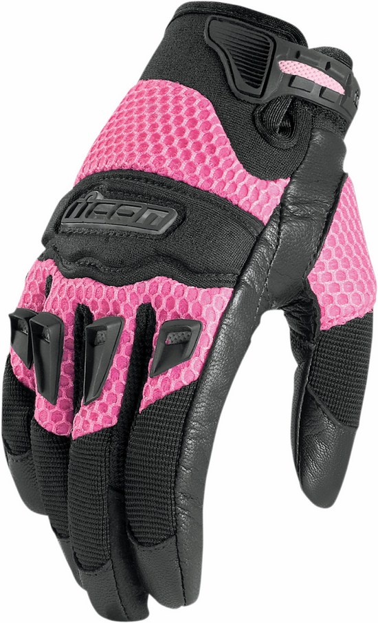 Guanti moto donna pelle Icon Twenty-Niner Nero Rosa