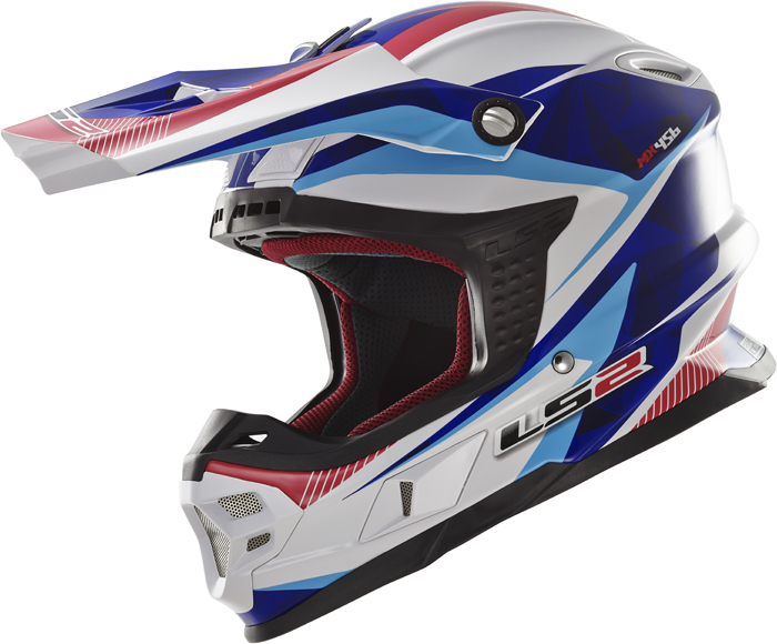 Casco cross Ls2 MX456 Light Quartz Bianco Blu Rosso
