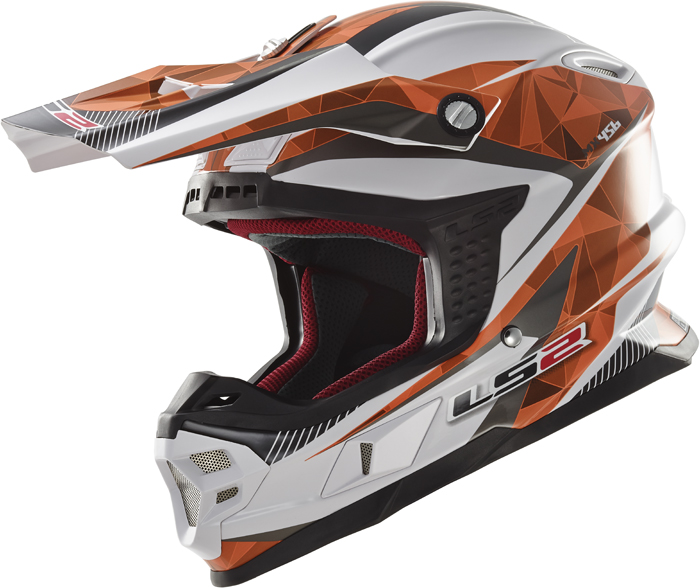 Casco cross Ls2 MX456 Light Quartz Bianco Arancio