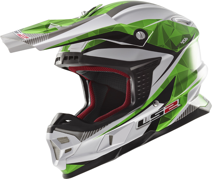 Casco cross Ls2 MX456 Light Quartz Bianco Verde