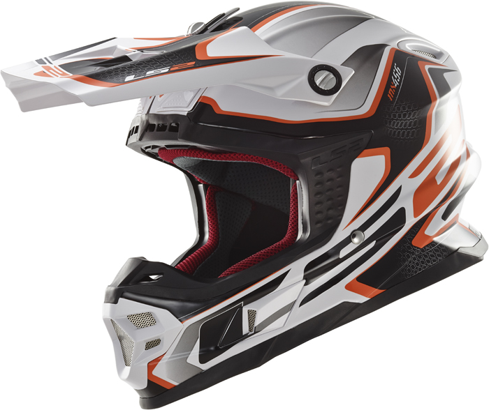 Casco cross Ls2 MX456 Light Compass Bianco Arancio