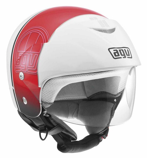 Casco moto Agv Bali II Multi Stripe bianco-rosso