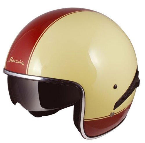 Casco moto Marushin C139 Vintage crema-rosso lucido 20