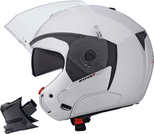 Casco moto Caberg Hyper-X silver-mentoniera staccabile