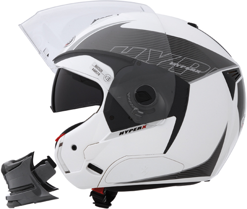 Casco Caberg Hyper-X Mod bianco-antracite mentoniera staccabile