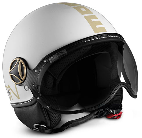 Casco jet Momo Design Fighter Plus Bianco Opaco Oro