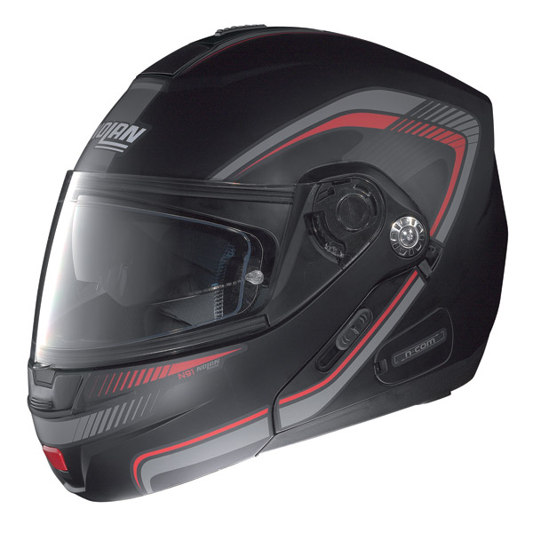Casco moto Nolan N91 Revenge N-Com nero opaco-rosso