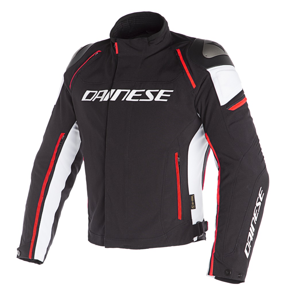 dainese giacca moto racing 3 d-dry nero bianco rosso fluo
